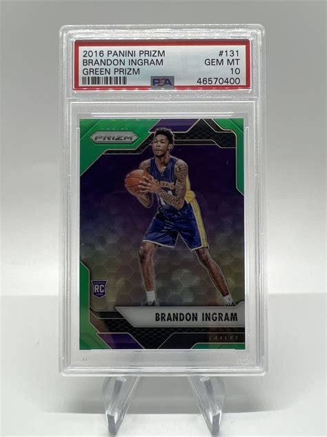 2016 17 Prizm Brandon Ingram Green Prizm Rookie RC 131 PSA 10 Lakers