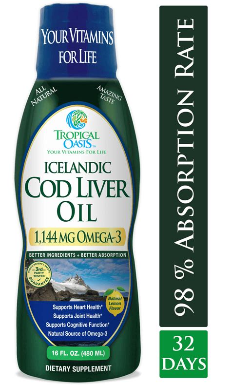 Icelandic Cod Liver Oil | Liquid Omega 3 Fish Oil | Tropical Oasis