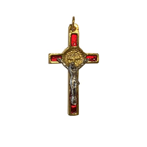 Saint Benedict Crucifix Small Red And Gold