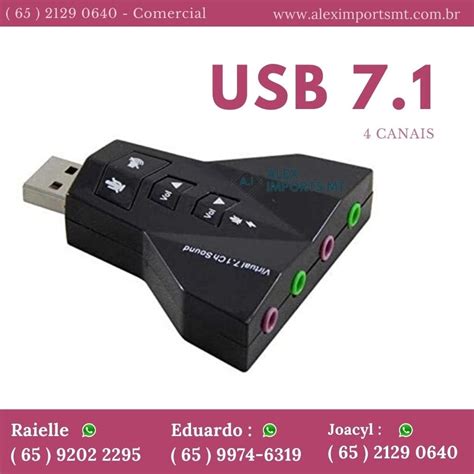 Adaptador De Som Usb Canais Portas Exbom Usom Adapitador Cone