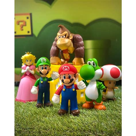 Kit 6 Bonecos Mario Bros Action Figure Miniatura Luigi Yoshi Shopee