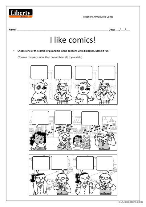 I Like Comics Warmer Filler English Esl Worksheets Pdf And Doc