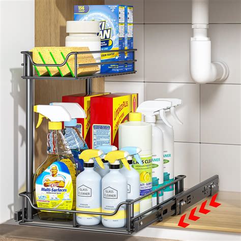 Under Sink Organizer 2 Packs 2 Tier Under Sink Organizers