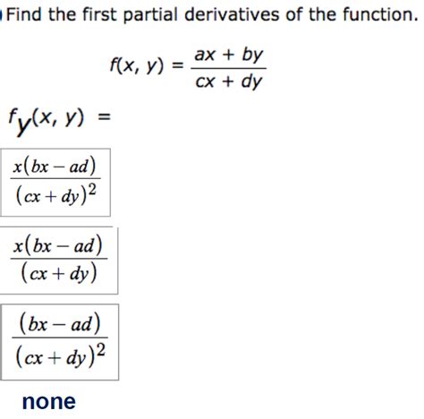 Solved Find The First Partial Derivatives Of The Function Chegg