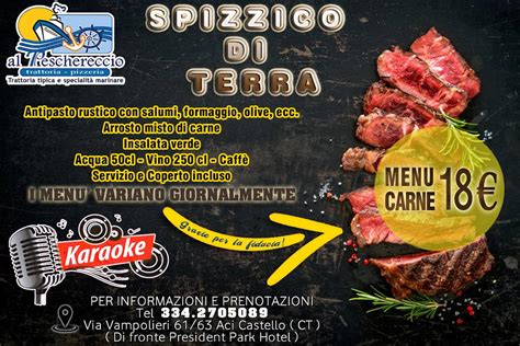 Speisekarte Von Trattoria Pizzeria Al Peschereccio Aci Catena Via