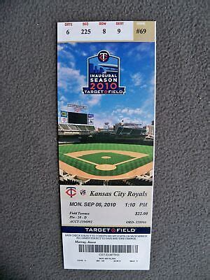 MINNESOTA TWINS 2010 Target Field Inaugural Ticket Stub 9 6 Kansas City