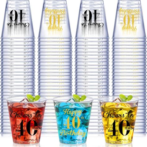 100 Pcs 40th Birthday Shot Glasses 40th Birthday Decorations For Men Women Cheers