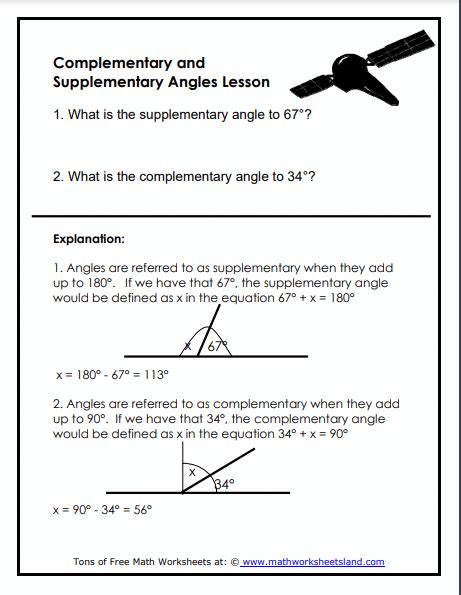 Complementary Angles Worksheet Stem Sheets Worksheets Library