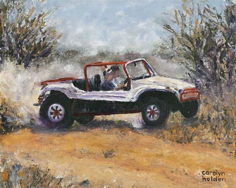 Two boys driving a beach buggy Painting by Carolyn HOLDEN | Saatchi Art