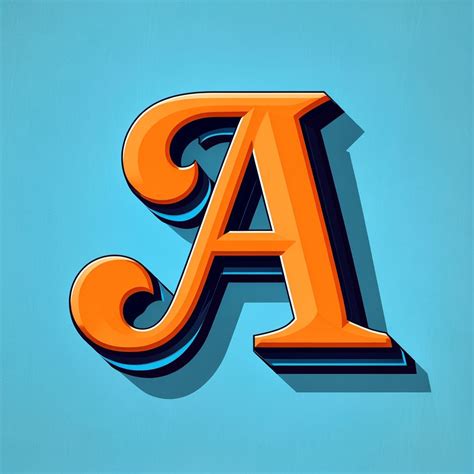 Stylized Apricot Orange Letter A On Light Blue Background Monogram Playground