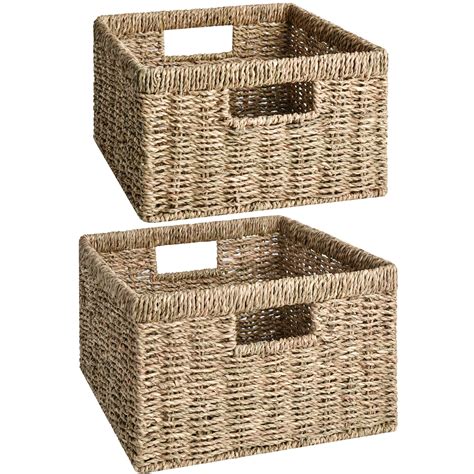 Storageworks Seagrass Storage Baskets Handwoven Rattan Baskets For