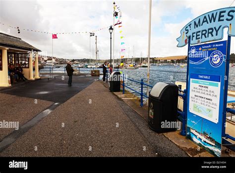 Falmouth Cornwall Uk Pier Jetty In Harbour Harbor Sign For St Mawes