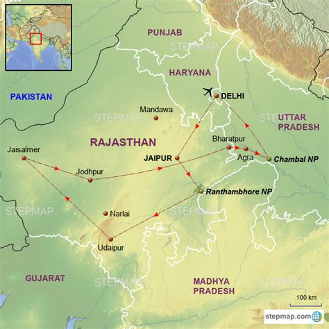 StepMap - POW and Chambal - Landkarte für India