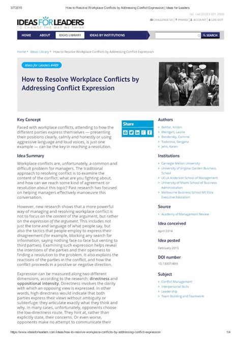 PDF How To Resolve Workplace Conflicts By Addressing Approach To