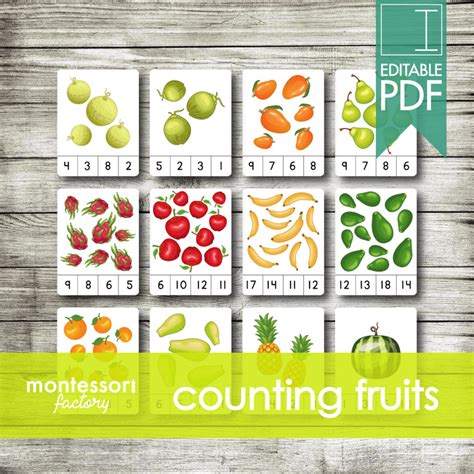 Counting Fruits • Numbers 1 To 20 • Montessori Counting Cards • Clip