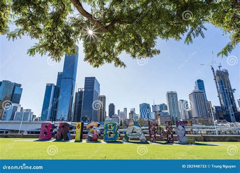 The Brisbane Sign in South Bank Stock Image - Image of travel, skyscraper: 282948733