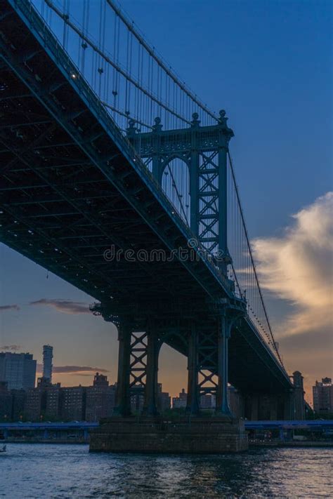 Manhattan Bridge during Sunset Stock Image - Image of landmark, evening ...