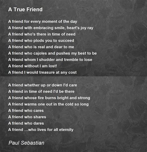 A True Friend A True Friend Poem By Paul Sebastian