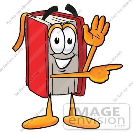 Clip Art Graphic of a Book Cartoon Character Waving and Pointing | #22586 by toons4biz | Royalty ...