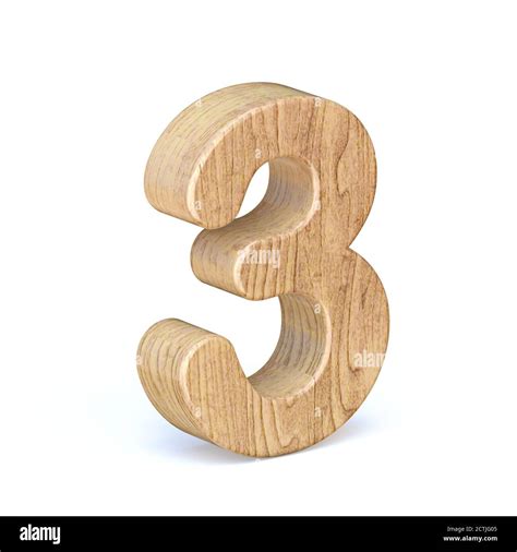 Rounded Wooden Font Number Three D Render Illustration Isolated On