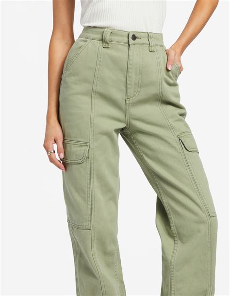 Billabong Wall To Wall Womens Denim Cargo Pants Army Tillys