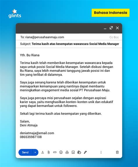 Contoh Email Ucapan Terima Kasih Setelah Interview Kerja Bagian The