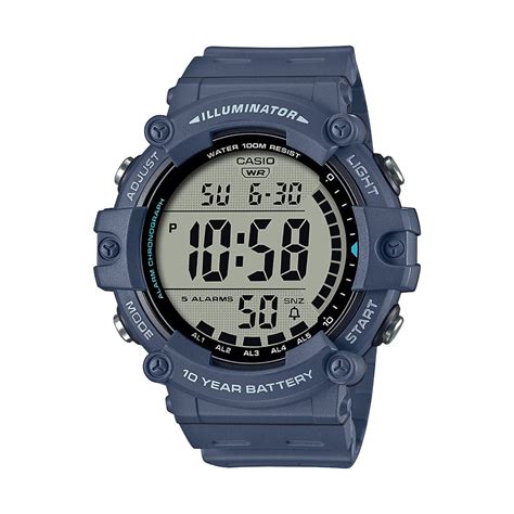 Casio Men S Wide Face Blue Digital Resin Strap Watch Ae Wh Av