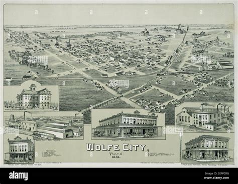 Old map-Wolfe City-1891 Stock Photo - Alamy