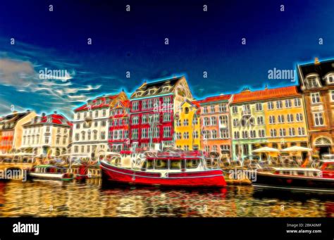 Bunte H User An Einem Bootssteg Oder Hafen Nyhavn Waterfront District