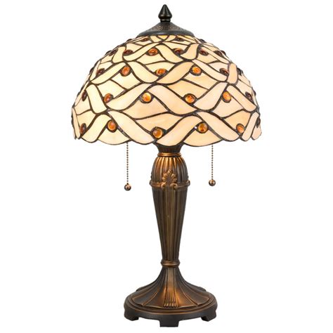 5LL 5181 Lampe de table Tiffany Ø 30x50 cm Beige Marron Verre Demi