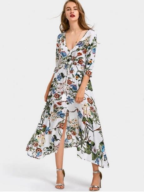 Maxikleid Wei Blumen Stil Und Sch Nheit