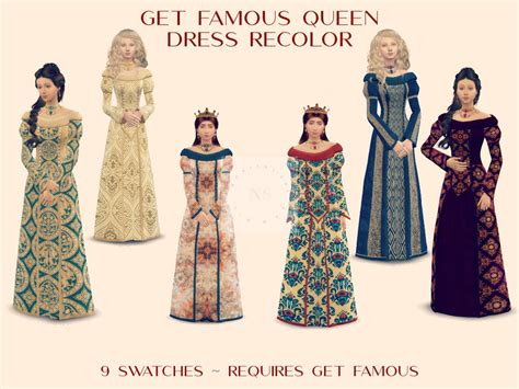 Bekahluanns Get Famous Queen Dress Recolor Queen Dress Sims 4 Mods