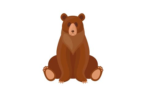 Brown Bear Cute Cartoon Grizzly Sitting Graphic By Pch Vector