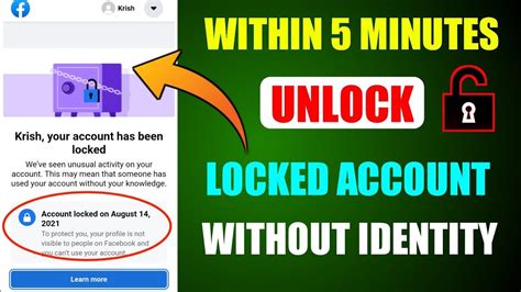 Without Identity In 5 Minutes Lock Id Unlock How To Unlock Facebook