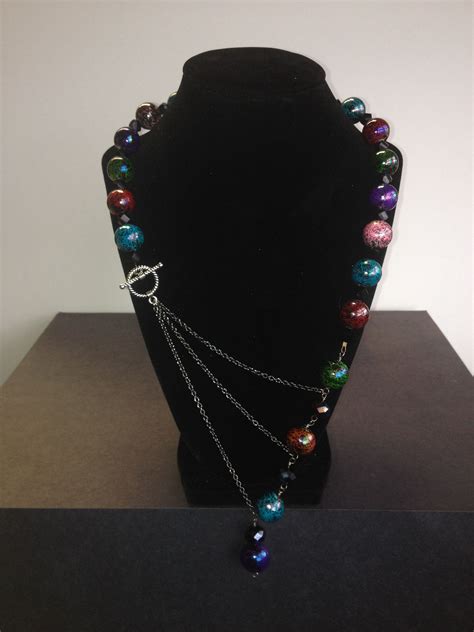 Multi Color Bead Necklace With Silver Chain Accent Can Be Worn On