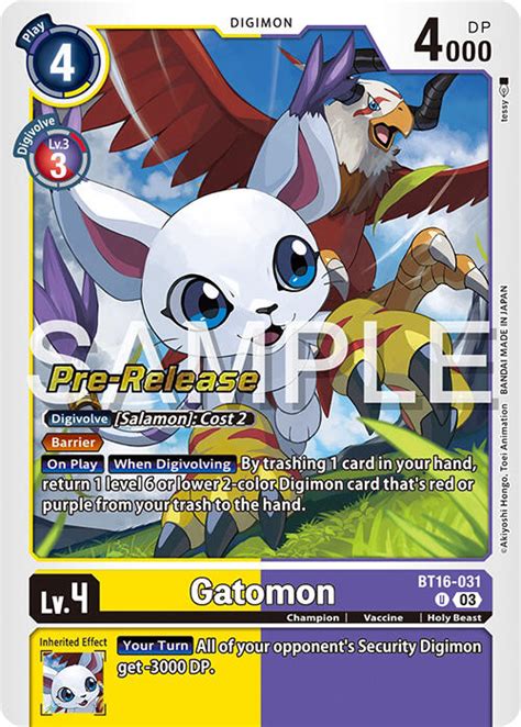 Gatomon Beginning Observer Pre Release Cards Digimon Card Game