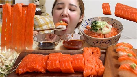 통 연어 먹방 연어국수 연어초밥 연어덮밥 대환장 연어파티 🍣🥳 Mukbang Asmr Youtube