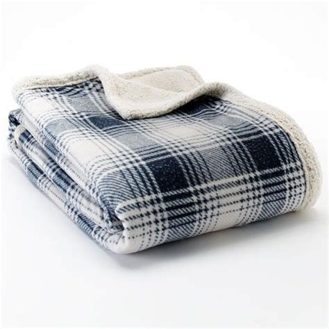 Eddie Bauer Midnight Sherpa Throw (Blue) | Blue throws, Blue plaid ...