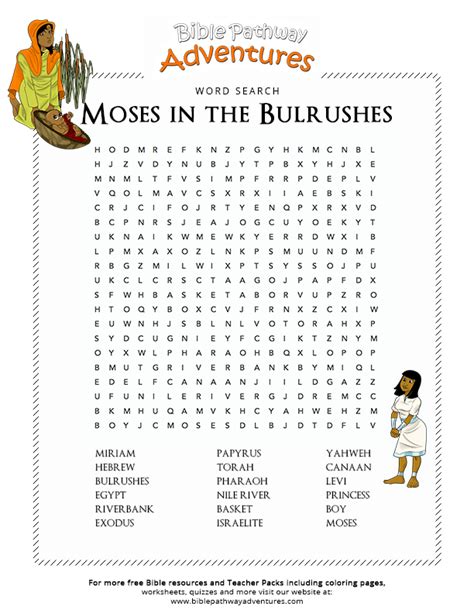 Bible Word Search Moses In The Bulrushes Bible Quiz Bible Object