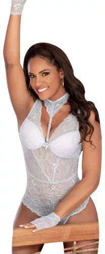 Lingerie Body Sensual Rendão Decote Feminino Bojo E Aro Parcelamento sem juros