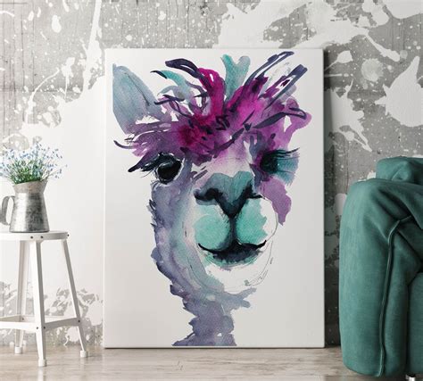 Llama Decor Giclee Large Poster For Bedroom Or Living Room Etsy