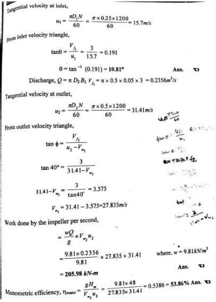 Important Answers And Solved Problems Fluid Mechanics Pumps