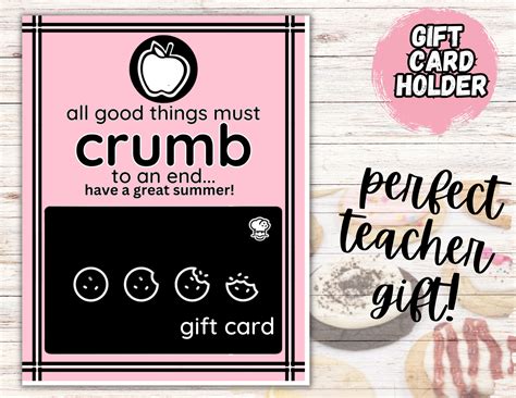 Crumbl T Card Holder Printable Instant Download Teacher T Tag Crumbl Card End Of School