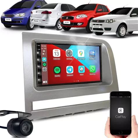 Multimidia Android Carplay Gps Fiat Palio Siena Painel Prata