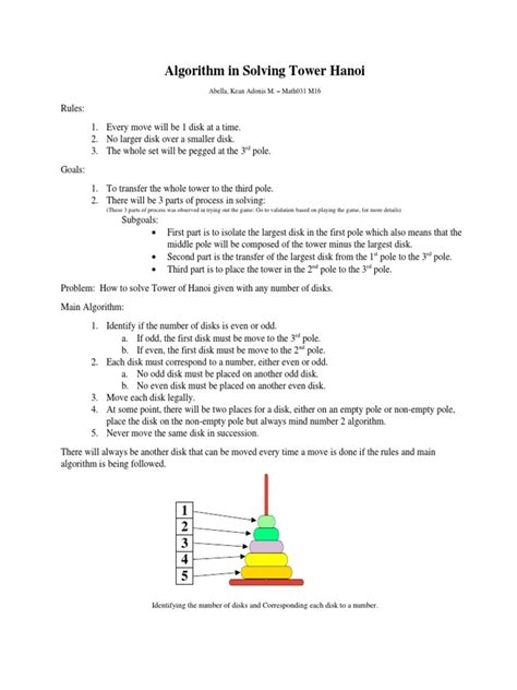 Algorithm and Validation of Tower of Hanoi | PDF | Applied Mathematics ...