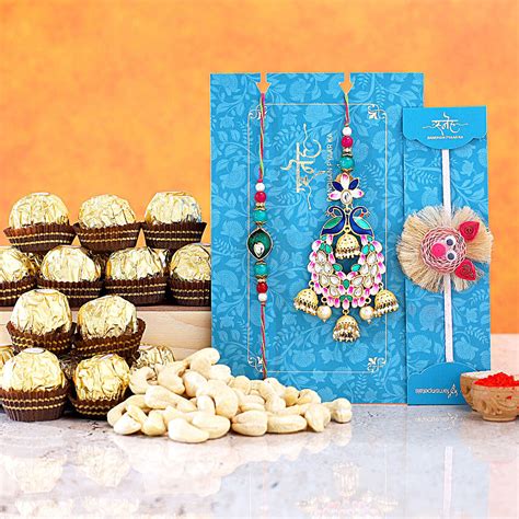 Lumba Rakhi Set And Peppa Pig Rakhi With Cashew And Ferrero Rocher