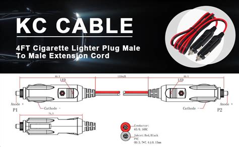 Kuncan Ft V Double Male To Male Cigarette Lighter Plug Extension