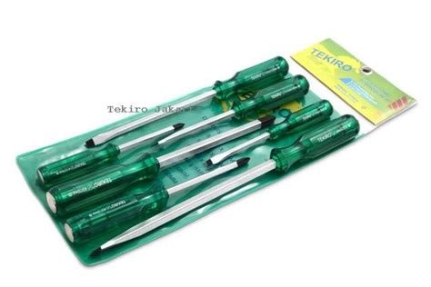 Promo Tekiro Obeng Tembus Hijau Go Thru Screwdriver Set 7 Pcs Diskon