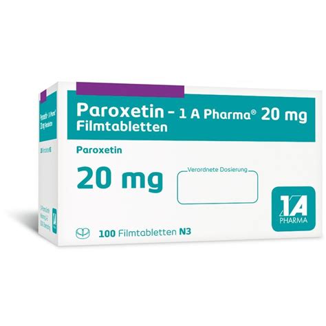 Paroxetin 1A Pharma 20Mg 100 St Mit Dem E Rezept Kaufen Shop Apotheke