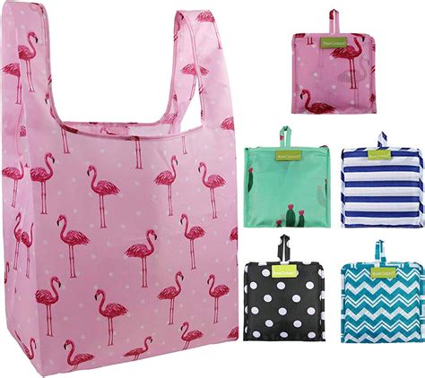 Foldable Reusable Grocery Bags Bulk 5 Cute Designs Folding Shopping